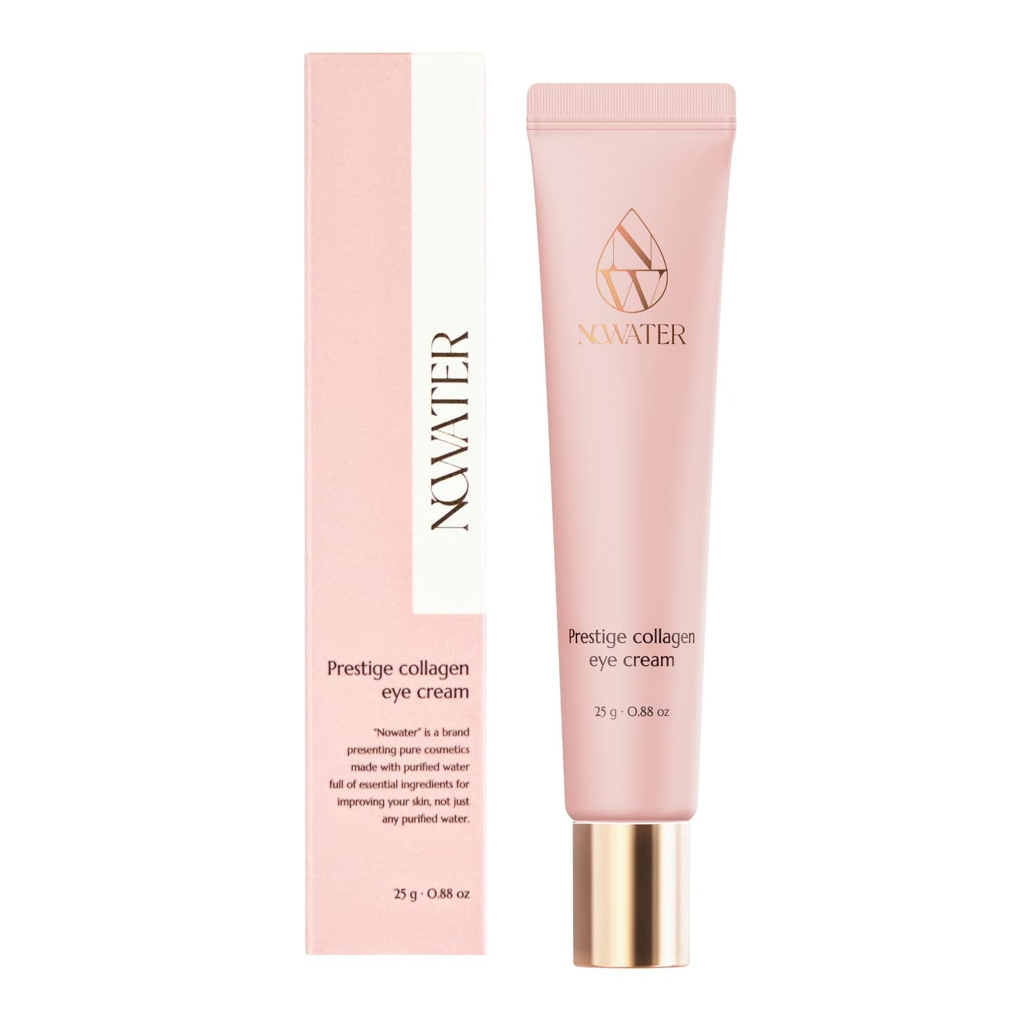 NOWATER Collagen Eye Cream for Wrinkles, Puffiness, Dark Circles - Hydrolyzed Collagen & Beta-glucan for Improved Under-eye Area, Korean Skincare (0.88 fl.oz)