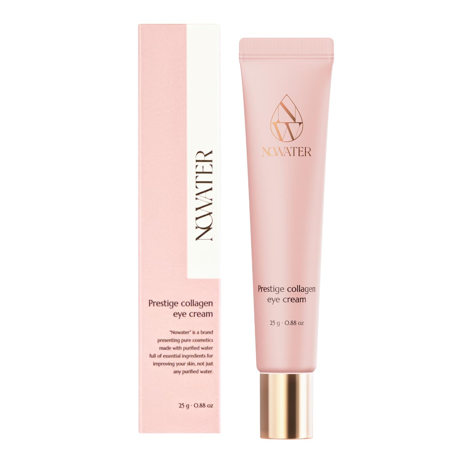 NOWATER Collagen Eye Cream for Wrinkles, Puffiness, Dark Circles - Hydrolyzed Collagen & Beta-glucan for Improved Under-eye Area, Korean Skincare (0.88 fl.oz)