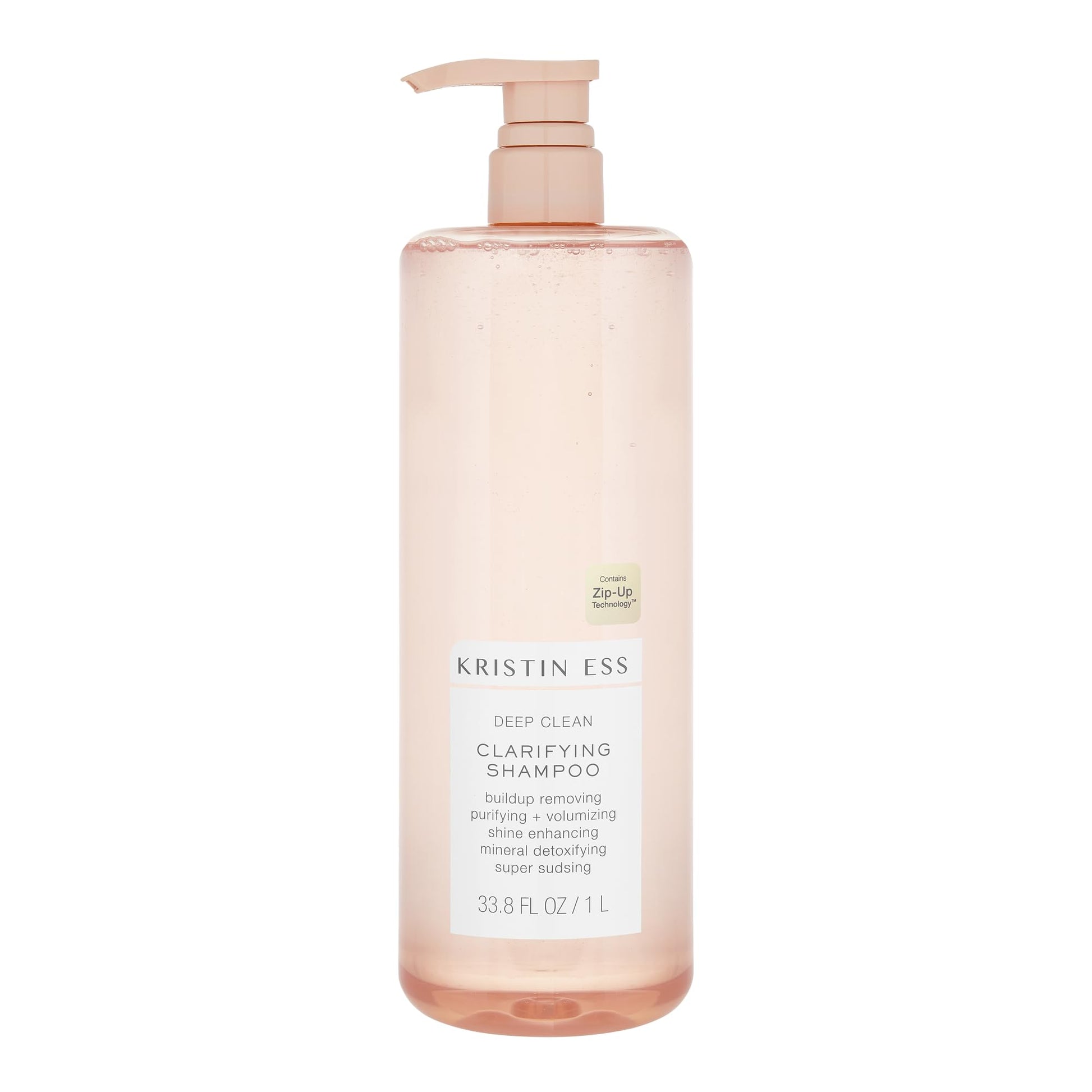 Kristin Ess Clarifying Detox Shampoo for Oily Hair, Build Up + Hard Water - Anti Residue Purifying + Cleansing Shampoo with Pump - Volumizing -Sulfate Free, Color Safe + Vegan - Curly Product- 33.8oz