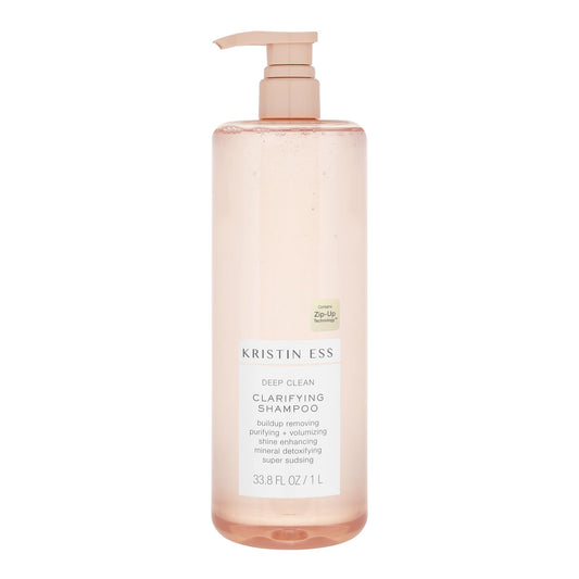 Kristin Ess Clarifying Detox Shampoo for Oily Hair, Build Up + Hard Water - Anti Residue Purifying + Cleansing Shampoo with Pump - Volumizing -Sulfate Free, Color Safe + Vegan - Curly Product- 33.8oz