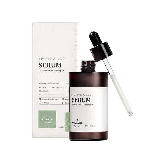 Active Clean Serum AHA BHA Mild exfoliation for acne and excess facial oil Korean Skincare for Blemish Care (1.69 fl oz/50ml)