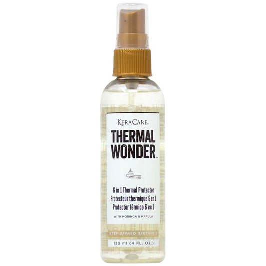 KeraCare Thermal Wonder 6 in One Thermal Protector - 4 oz - With Moringa and Marula for Moisture - Heat Protector - Leave In Conditioner - Easier Detangling