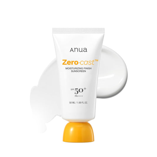 ANUA Zero-Cast Moisturizing Finish Sunscreen,SPF 50, Glow Natural Sunscreen,No White cast, Hyaluronic Acid, Niacinamide sun block for face,Oil-Free, Oxybenzone free, Travel Essential (50ml/1.69fl.oz)