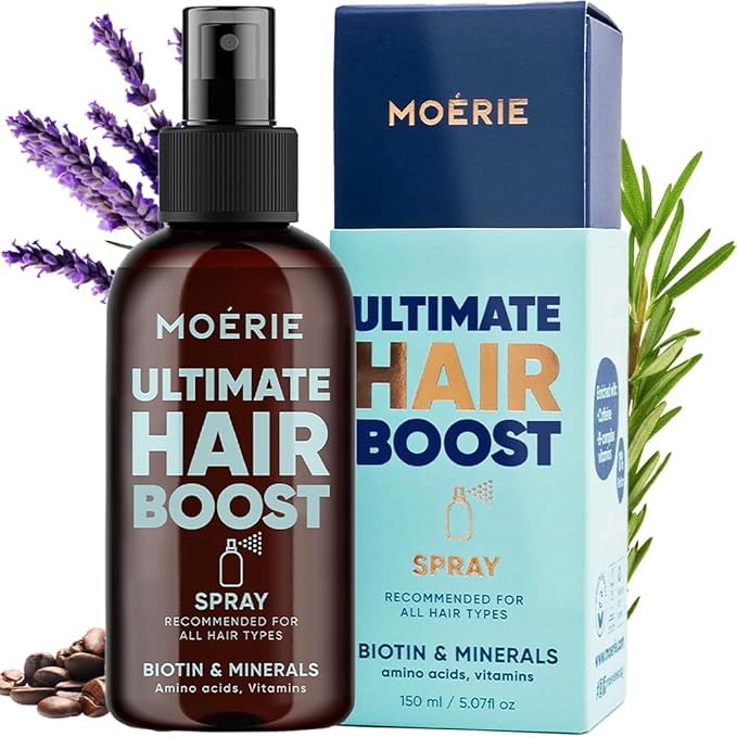 Moerie Ultimate Hair Growth Spray Designed to Strengthen & Stop Hair Loss - 100% Natural Serum for with over 100 Minerals, Vitamins & Amino acids - Fresh Scent - 5.07 Fl. Oz