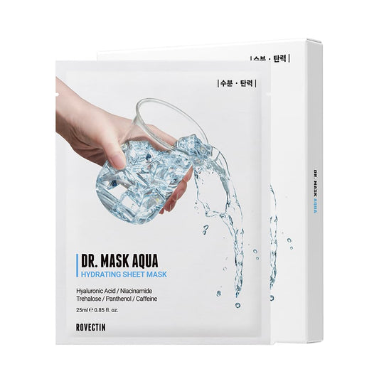 ROVECTIN] Dr. Mask AQUA (5 ea.) - 7 Layers of Hyaluronic Acid Facial Mask Sheet with Niacinamide (Vitamin B3) and Panthenol (Vitamin B5)