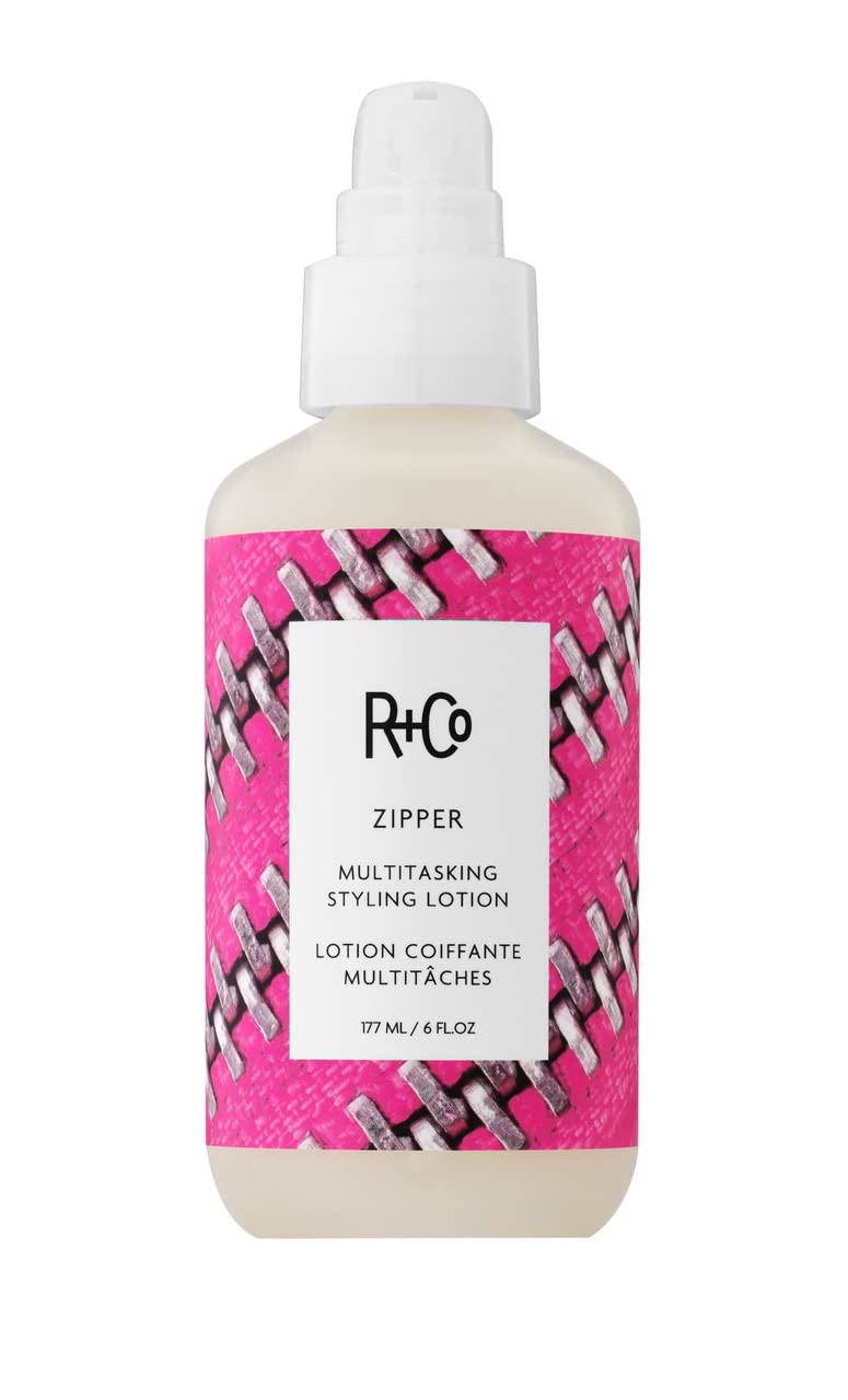 R+Co Zipper Multitasking Styling Lotion | Adds Shine + Flexible Hold + Fights Frizz | Vegan + Cruelty-Free | 6 Oz
