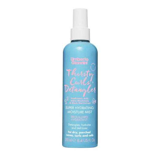 Umberto Giannini Thirsty Curls Detangler Super Hydrating Moisture Mist 8.4 fl Oz - Leave-In Conditioner Detangling Hair Spray for Dry 2a-4c Curly, Wavy & Coily Hair - Vegan & Cruelty-Free