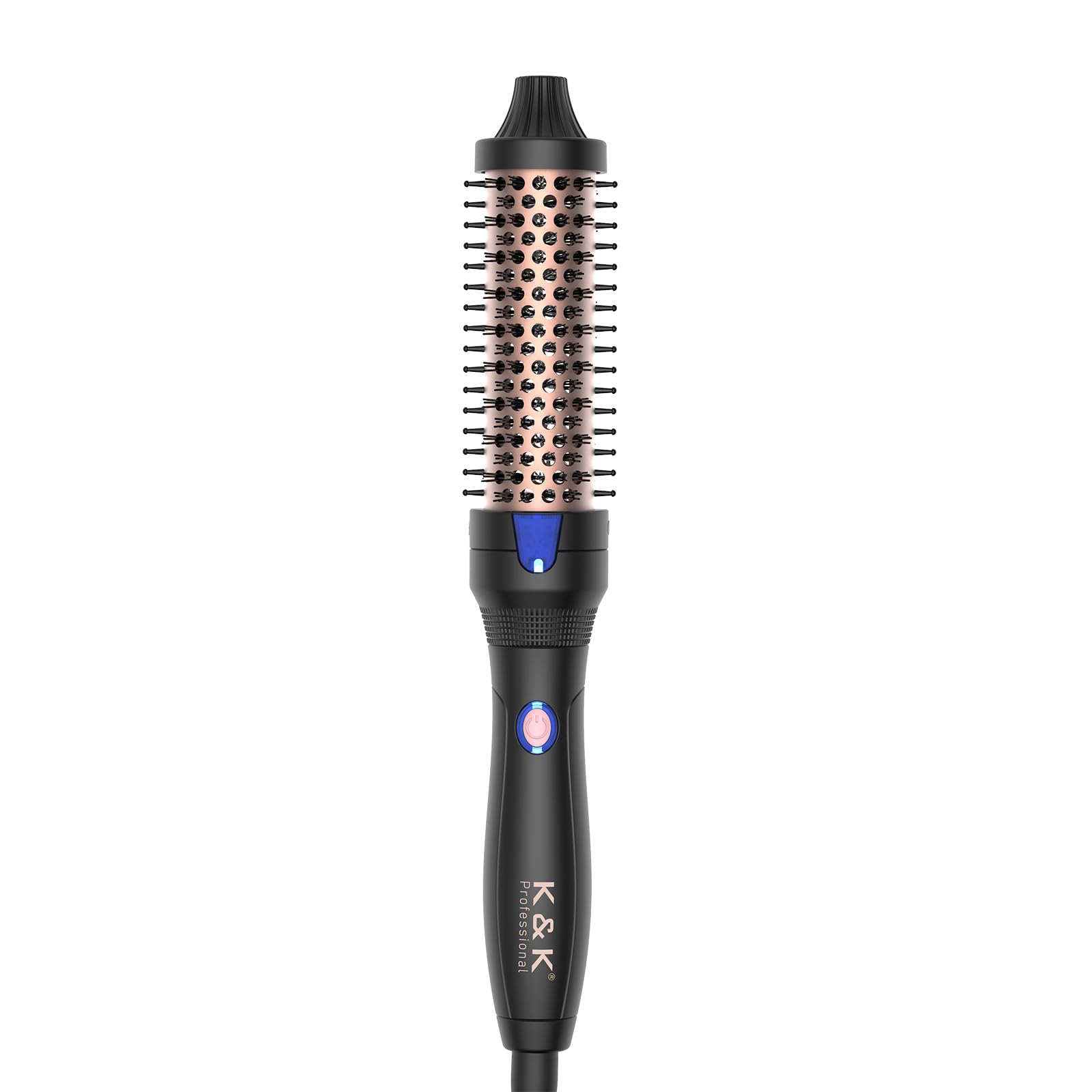K&K Ceramic Tourmaline Ionic 1.25 Inch Heated Curling Brush - Volumizing Hot Brush for Root Volume, Loose Curls and Styling
