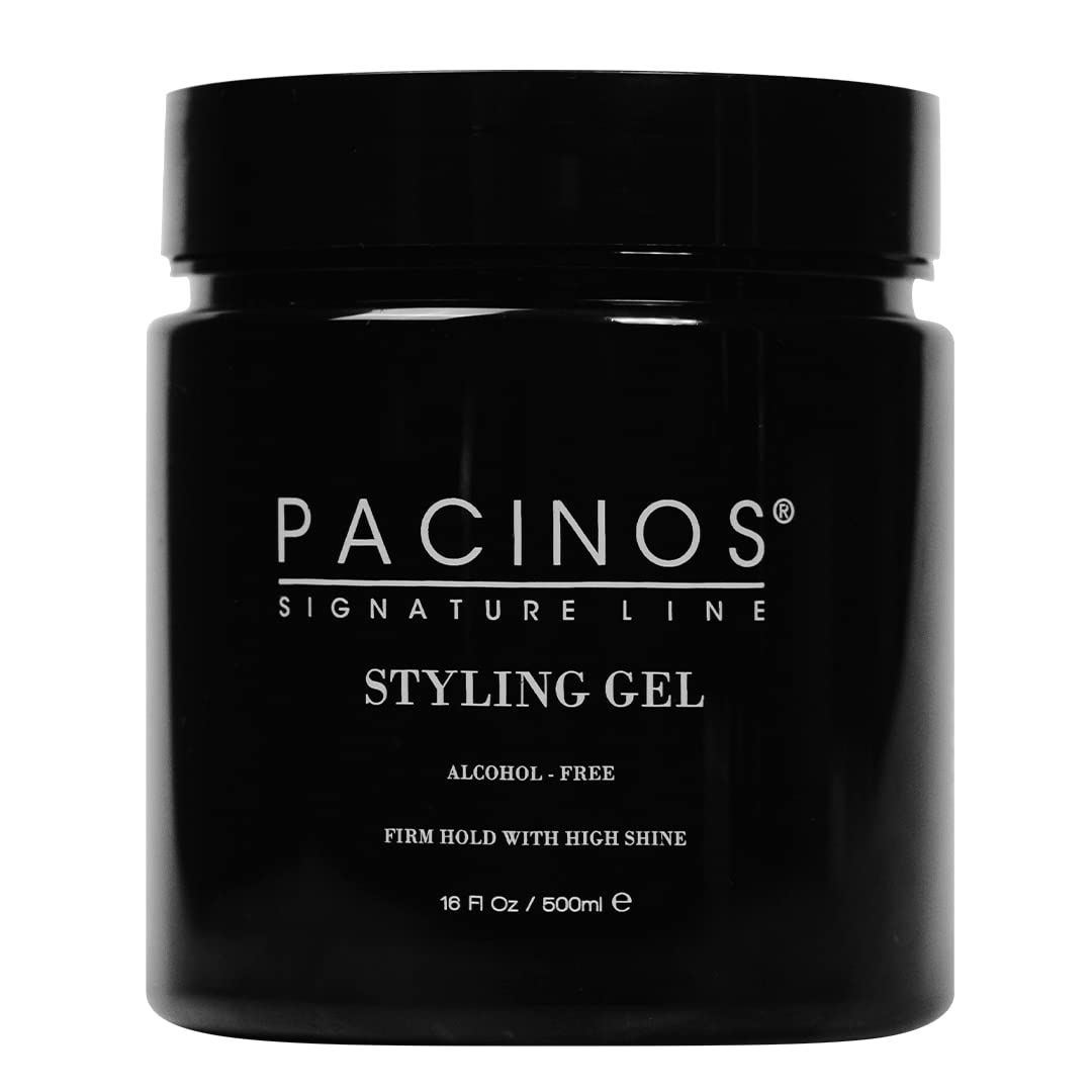 Pacinos Hair Gel for Men - Firm Hold with Flexible Styling - High Shine Wet Look Finish - Easy to Rinse Water Based Formula - No Flakes - Suits All Hair Types - Style Stays in Place All Day - 16 oz