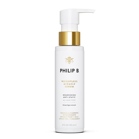 PHILIP B. Weightless Miracle Serum, Leave-In Hair Conditioner Treatment, 4 Fl Oz (120 mL) - Conditions Dry, Damaged Strands with Hyaluronic Acid, Smooth Frizz and Prevent Damage