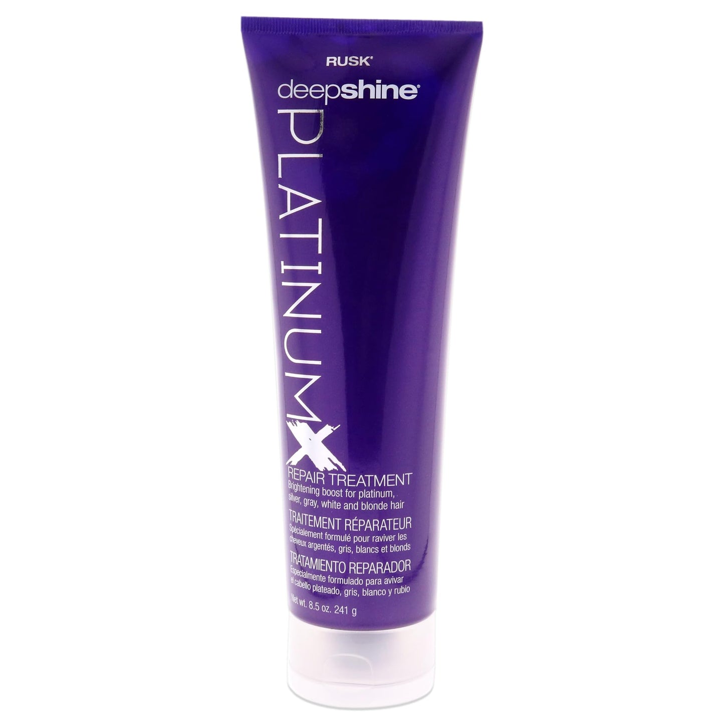 RUSK Deepshine PlatinumX Repair Treatment, Repairs and Moisturizes Chemically Treated or Damaged Hair, Adds Shine to Platinum, Blonde, Gray, and Silver Hair, 8.5 oz