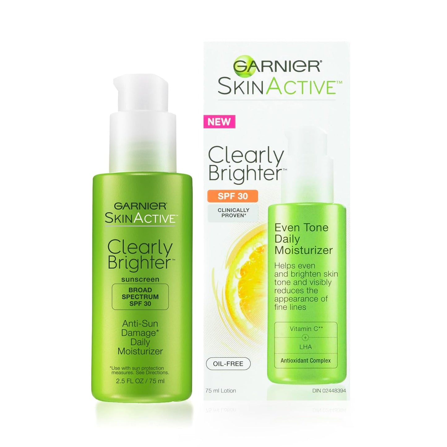 GARNIER SkinActive Clearly Brighter SPF 30 Face Moisturizer with Vitamin C, 2.5 Fl Oz (75mL), 1 Count (Packaging May Vary)