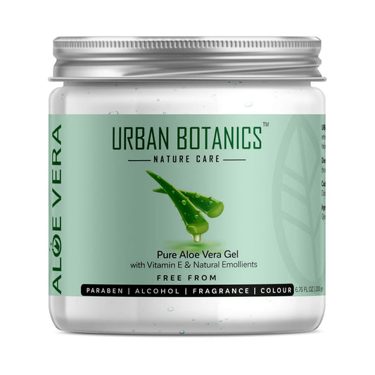 UrbanBotanics¨ Pure Aloe Vera Skin/Hair Gel With Vitamin E & Natural Emollients (Paraben Free), 200g