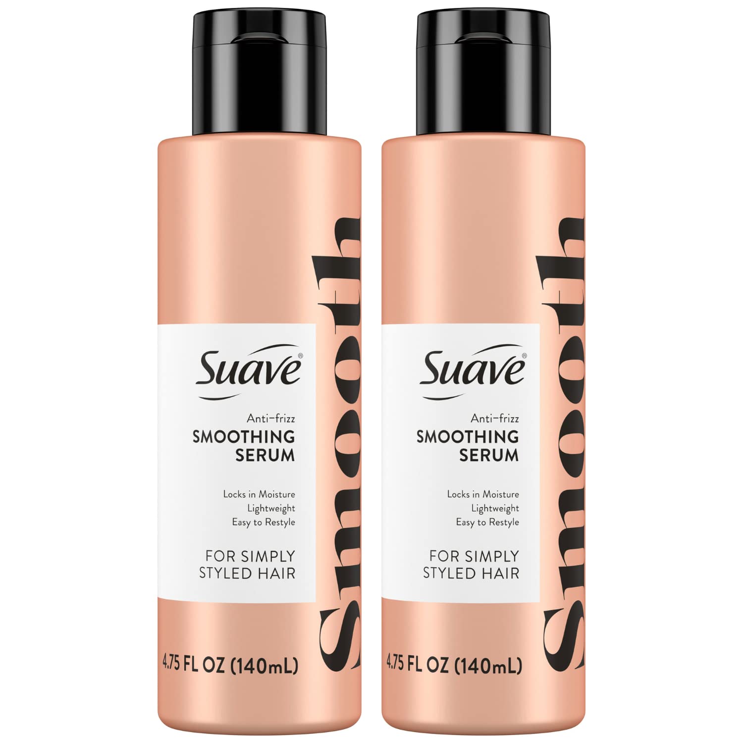 SUAVE Simply Styled Hair Smoothing Serum Anti-Frizz Hair Serum, Anti-Humidity, 24H Frizz Control for Smooth & Sleek Hair, 4.75 oz (Pack of 2)