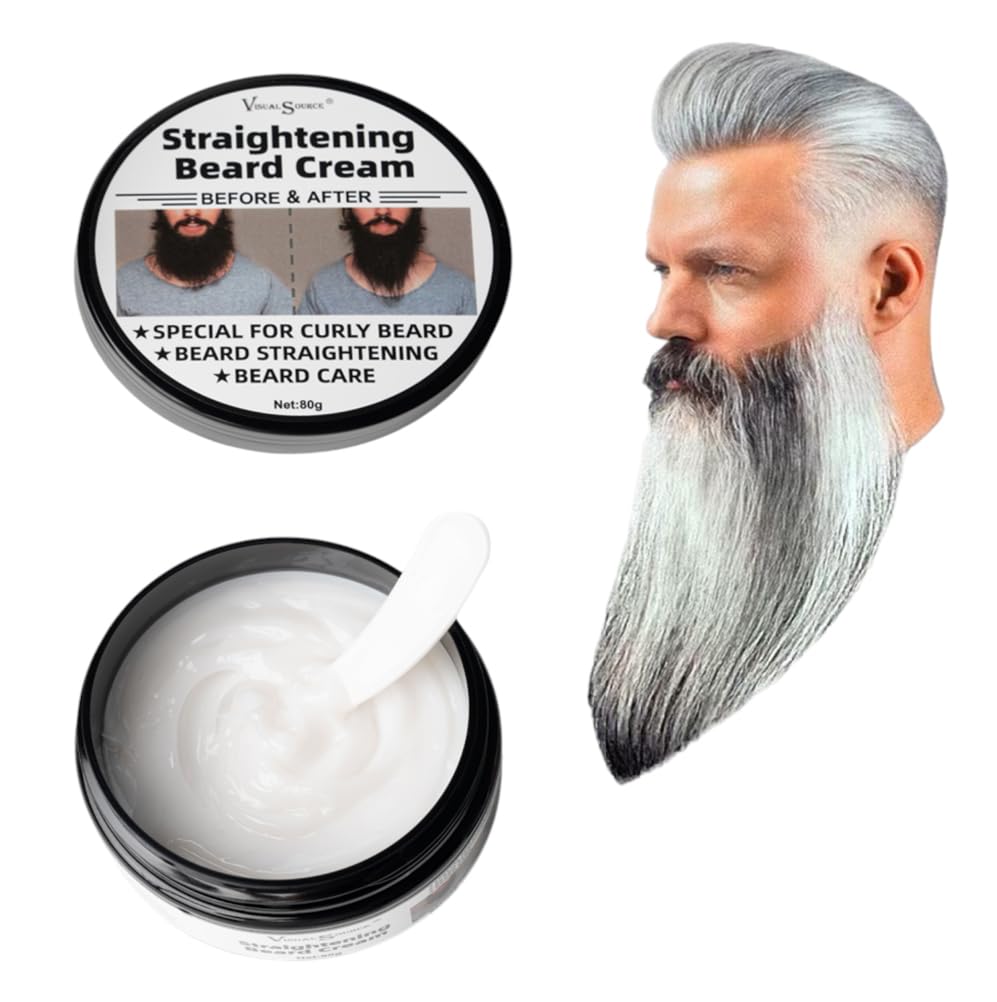 Straightening Beard Cream, 2.8oz Effective Styling Conditioner Mustache Cream Supplies To Straighten Reducing Frizz Coarse Moisturizing Softening Natural