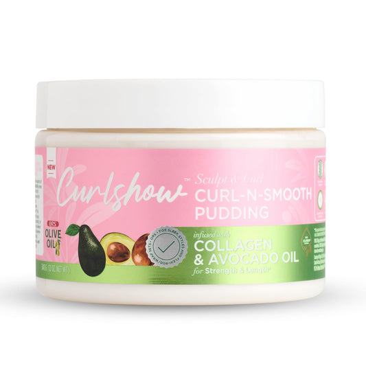 ORS Olive Oil Curlshow Curl N Smooth Pudding Infused with Collagen & Avocado Oil for Strength & Length (12.0 oz)