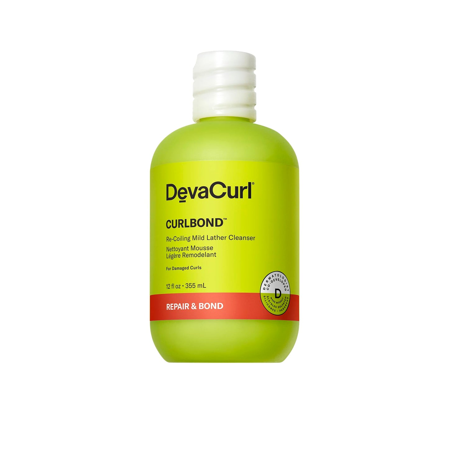DevaCurl CurlBond Re-Coiling Mild Lather Cleanser | Reduces Frizz For Up to 48 Hours | Preserves Color Up to 30 Washes | Seals Split Ends