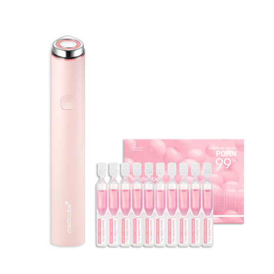 medicube Glass Glow Advanced Hydration & Plump Duo: Mini Booster Pro Pink and Salmon DNA PDRN Pink One Day Serum