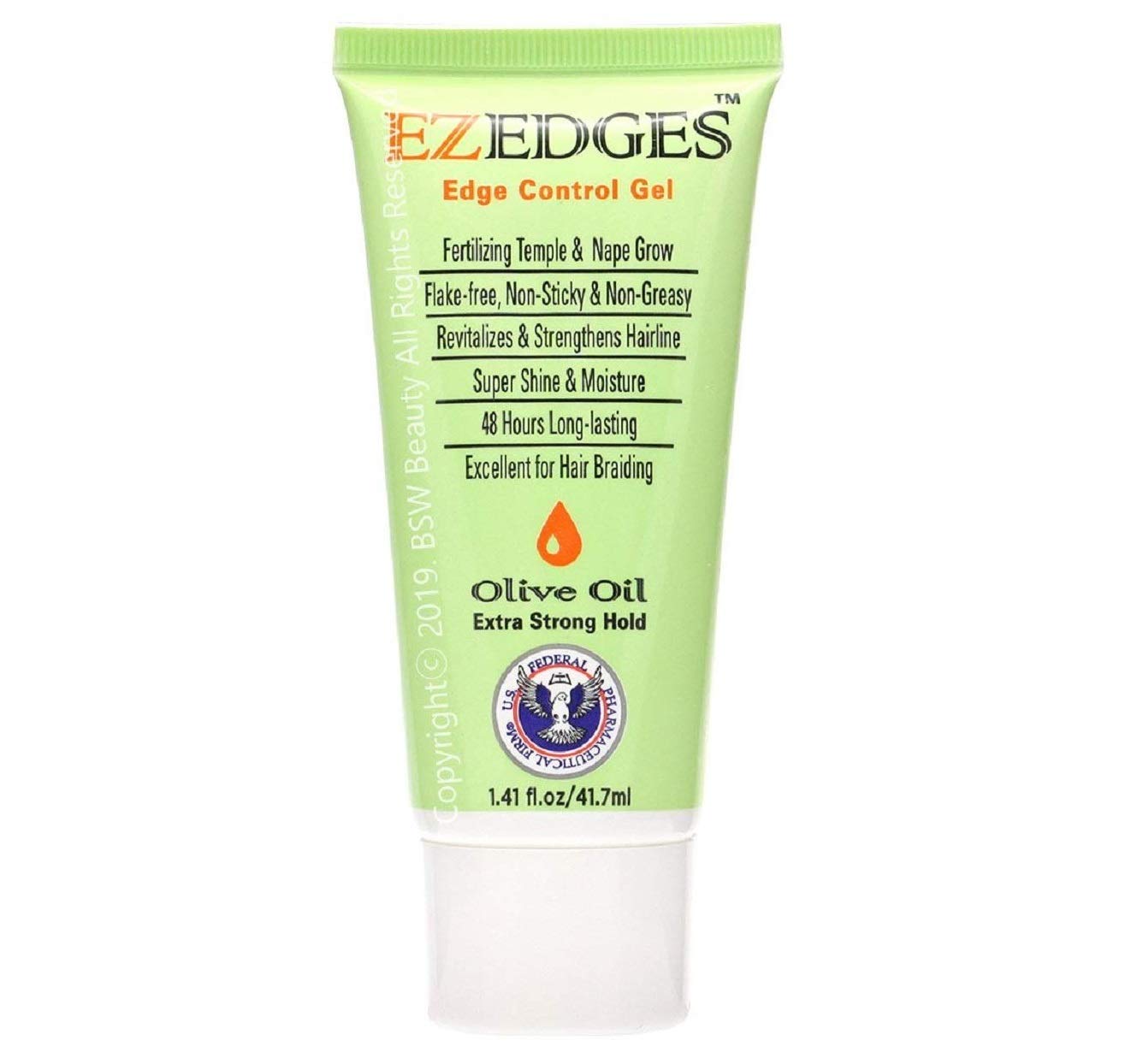 Hair Therapy EZEDGES EDGE CONTROL GEL Extra Strong Hold (Olive Oil), 1.41 oz.