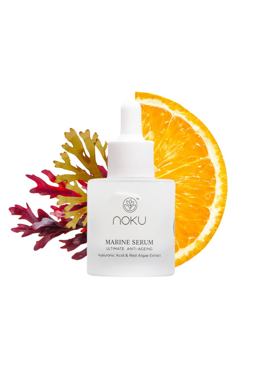 Noku Marine Serum Red Algae, Hyaluronic Acid & Vitamin C | Anti-Aging, Firming & Deep Hydration | Vegan, Cruelty-Free, Clean Skincare for Glowing Complexion (30ml)