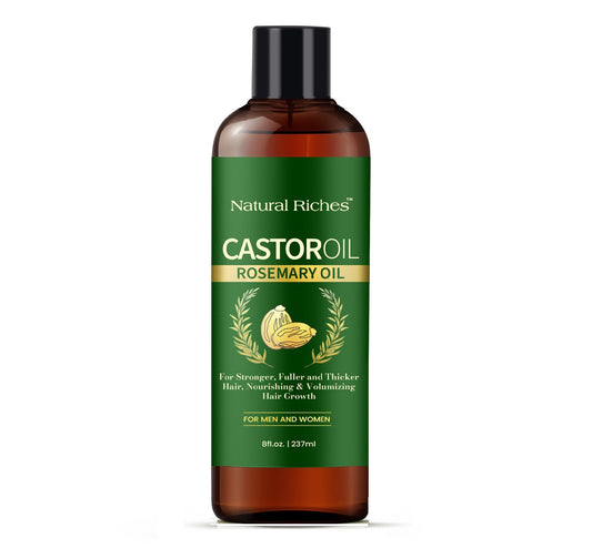Natural Riches Castor Oil with Rosemary, 8 fl oz Organic Blend for Thicker, Fuller Hair Growth Premium Grade Hair Treatment.