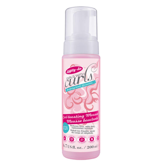 Dippity Do Girls with Curls Curl Enhancing Mousse - Lightweight 3-in-1 Defining Mousse for Curly and Wavy Hair - Hibiscus and Olive Oil for Frizz Free and Bouncy Curls - 200 mL/6.7 fl oz
