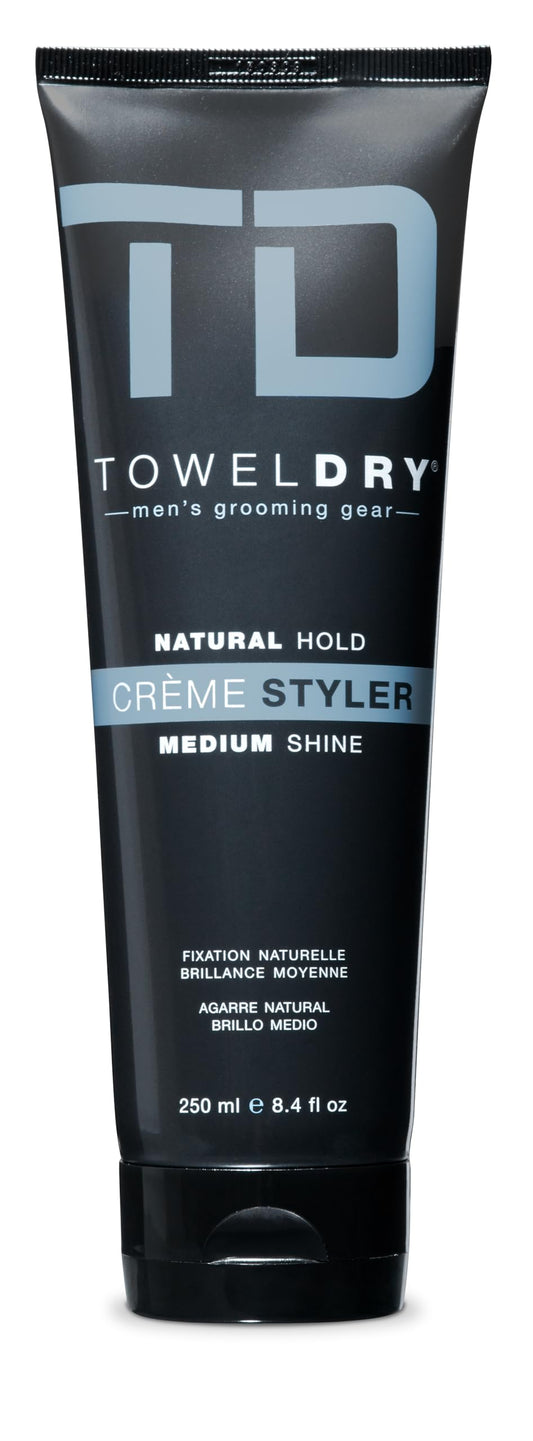 Creme Styler Natural Hold + Medium Shine - Men's Hair Styling Super-Lightweight Smoothing Cream - Hold 2/10 - Easy Washout Formula - Men's Grooming Gear, Made in USA, 8.4 fl oz (250ml)