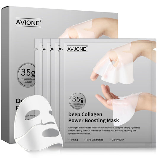 AVJONE Collagen Face Mask for moisturizing and Glass Skin, hydrating Overnight Face Mask for All Skin Types Pore Minimizing,Elasticity Enhancing,Firming - 35gx4ea
