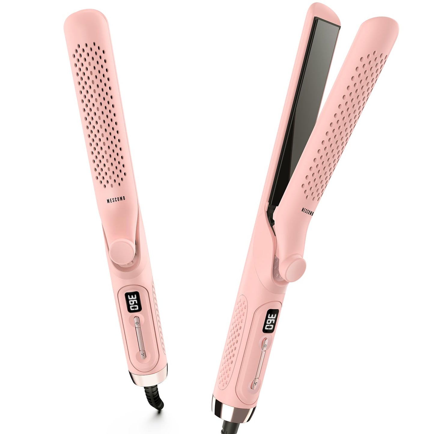 360¡ Airflow Styler 1 Inch 2-in-1 Hair Straightener & Curler with Vented Cool Air for Style Locking, Extra Long Flat Iron, Dual Voltage for European Travel