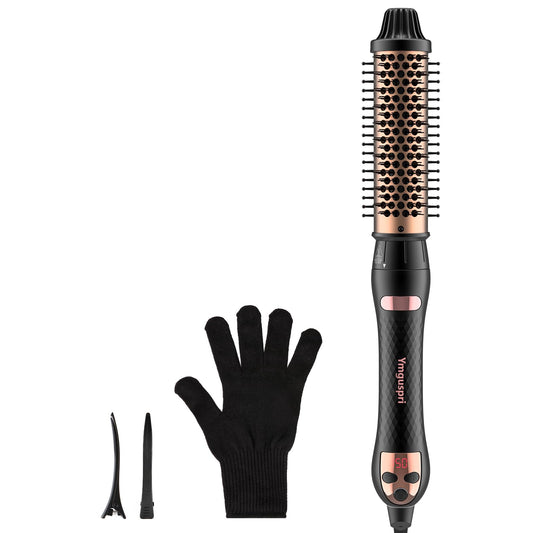 Thermal Brush for Blowout Look,1.5 inch Detachable Ion Ceramic Thermal Round Brush for Hair Straightening and Smoother, Makes Hair Natural Curls, Dual Voltage for Travel, Quick&Easy (Rose Gold)