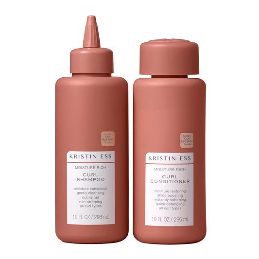 Kristin Ess Hair Curl Shea Butter Shampoo and Conditioner Set for Curly Hair Bounce + Shine - Anti Frizz Moisture + Deep - Clean + Vegan Product for All Curls 2A-4C