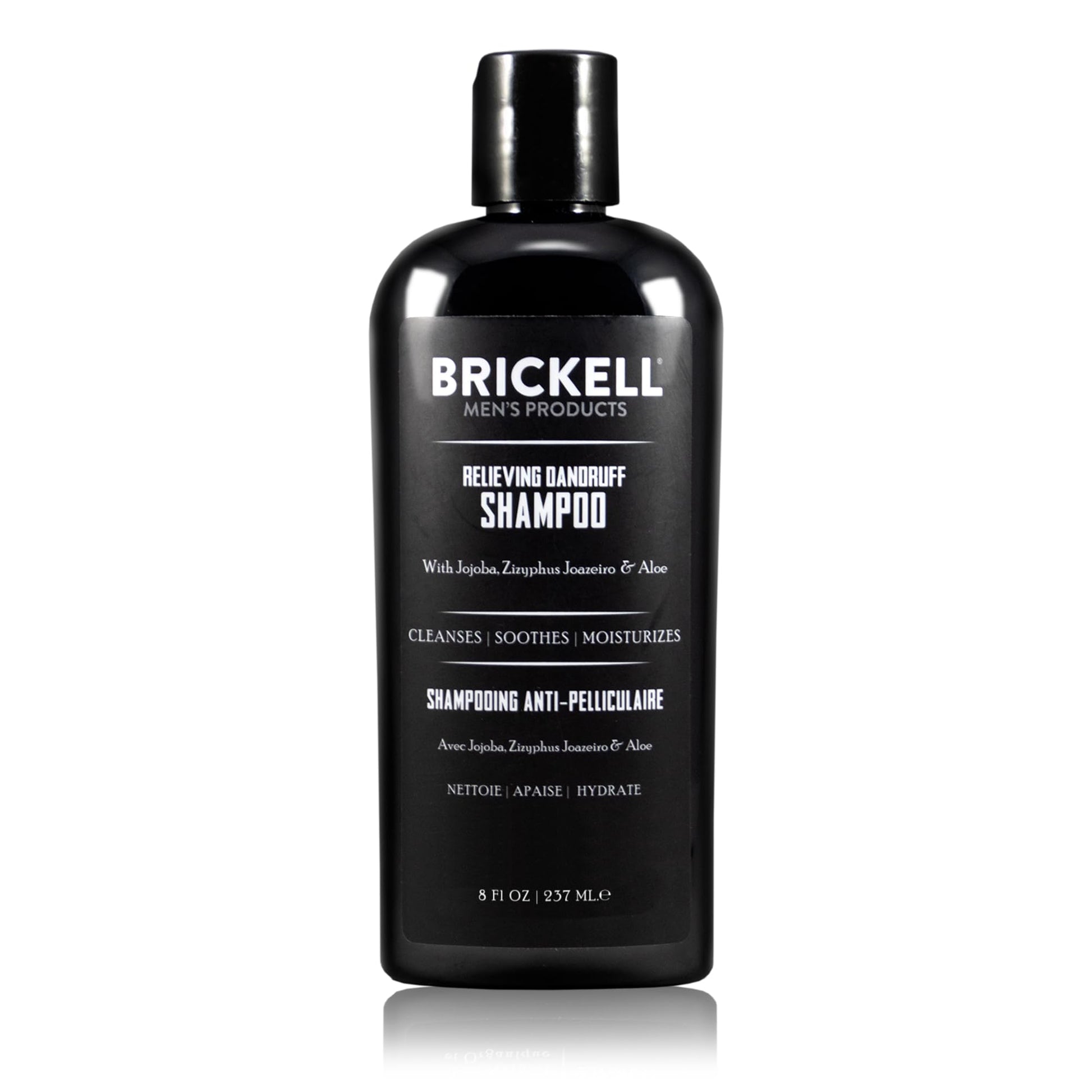 BRICKELL Men's Relieving Dandruff Shampoo For Men, Natural & Organic, Soothes and Eliminates Dandruff with Ziziphus Joazeiro, Aloe and Jojoba Oil (8 oz)