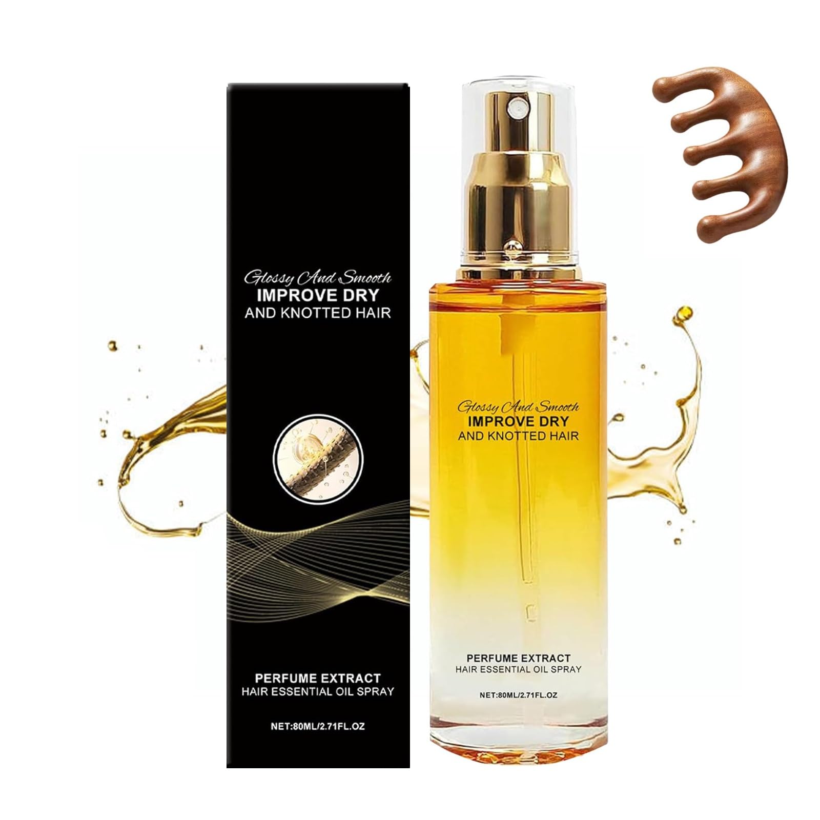 Hair Treatment Oil - 80ml Conditioning Oil Spray Scalp & Hair Strengthener, Leave-In Conditioner Nourishing Treatment for Dry & Frizzy (1, 2floz)