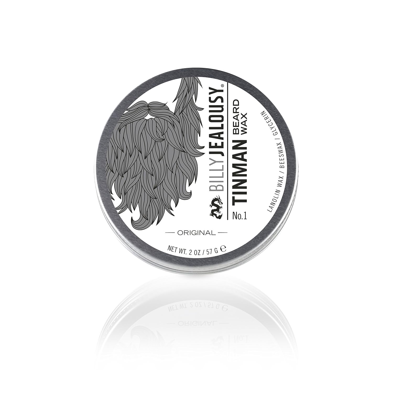 BILLY JEALOUSY Tinman Beard Wax with Light Hold & Matte Finish, Nourishing Beard Care Product Formulated with Natural Beeswax & Glycerin for Soft, Tamed Facial Hair, 2 Oz