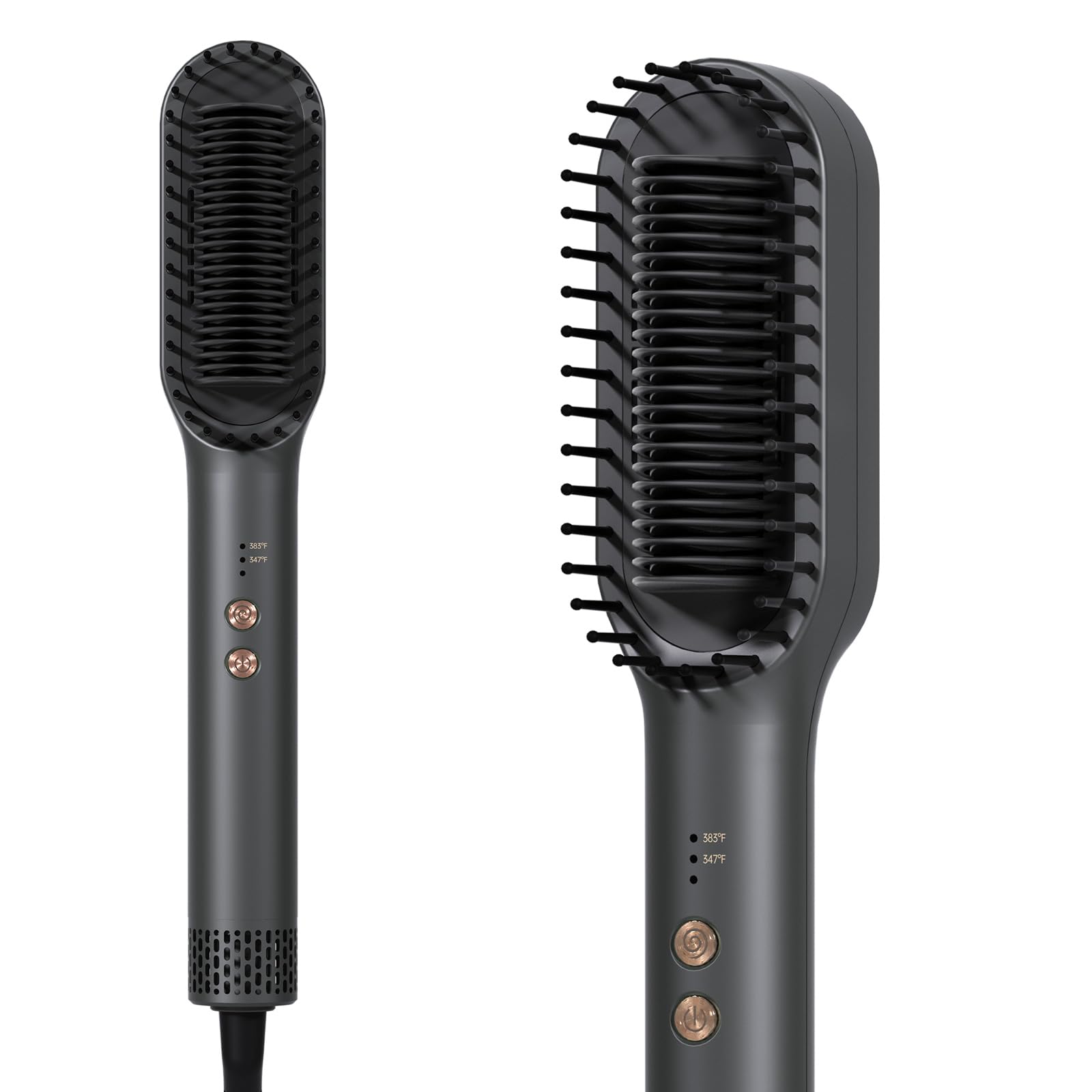 Hair Straightener Brush, Hair Straightener Comb Straightening Brush for Women, 30s Fast Heating & Dual Voltage, Grey