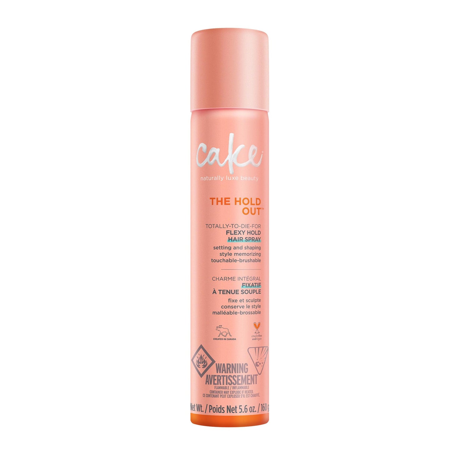 Cake Beauty Hairspray, The Hold Out For Crunch Free Brushable, Touchable, Flexible Hold & Soft Volume Vitamin E & Abyssinian Oil For All Hair Types- 5.6 Oz.