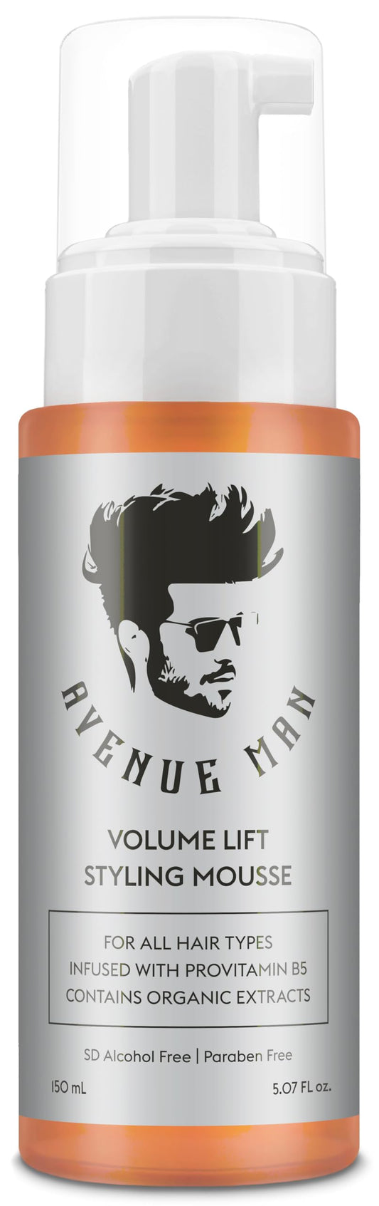 Avenue Man Volume Lift Mousse (5.07 oz) - Styling Hair Products for Men - Firm Hold Foam with Herbal Extracts for All Hair Types - Alcohol & Paraben Free