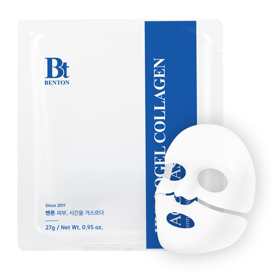 BENTON Hydrogel Collagen Face Mask 4EA– Low Molecular Collagen for Deep Absorption Breathable Micro-Hole Sheet Hydrating & Firming Korean Skin Care