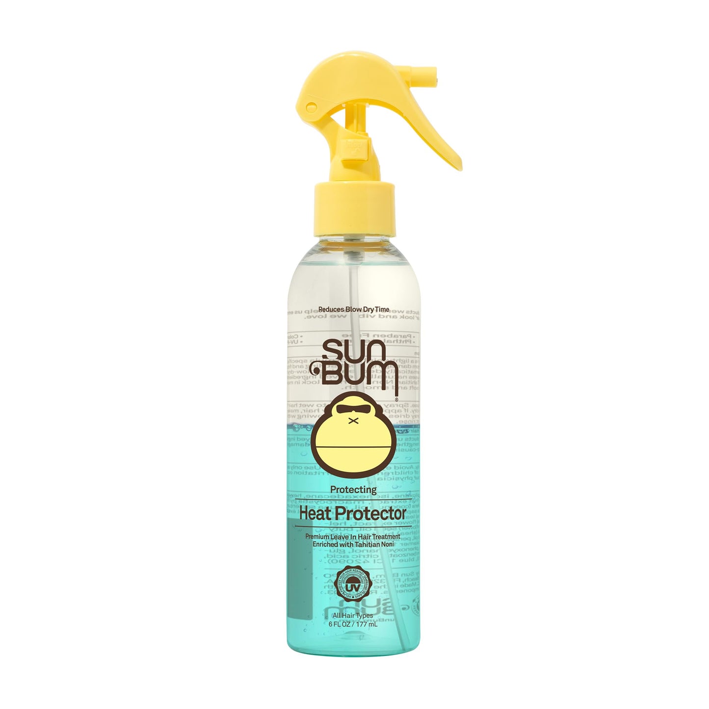SUN BUM Heat Protector Spray - Leave In Hair Treatment Protects from Heat Styling and Frizz-Causing Humidity - Reduces Blow Dry Time - Vegan and Cruelty Free - UV Protecting - 6 oz