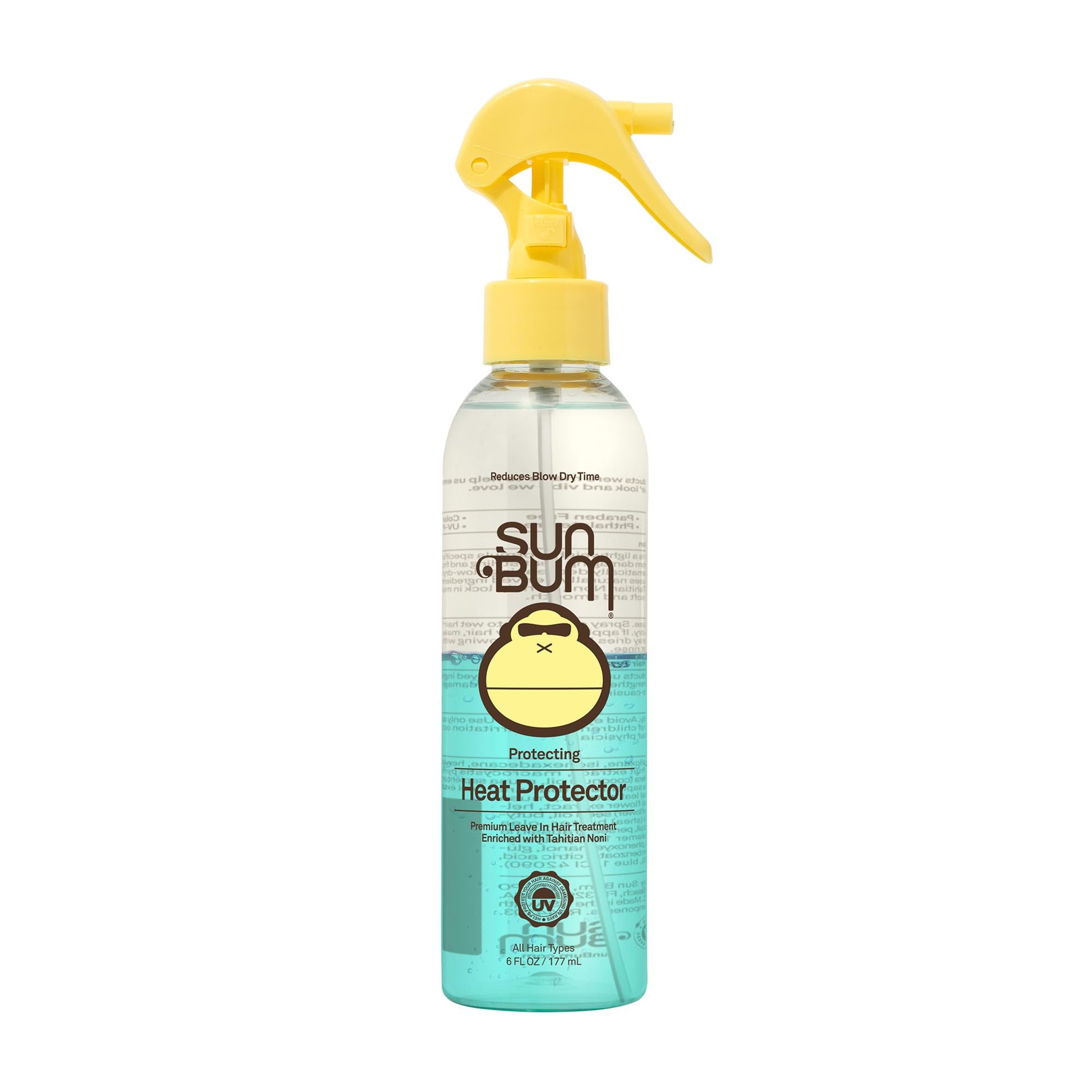 SUN BUM Heat Protector Spray - Leave In Hair Treatment Protects from Heat Styling and Frizz-Causing Humidity - Reduces Blow Dry Time - Vegan and Cruelty Free - UV Protecting - 6 oz