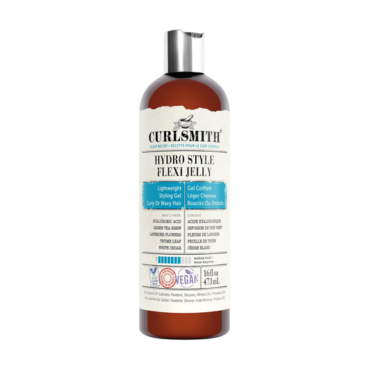 CURLSMITH Hydro Style Flexi-Jelly - Vegan Defining Gel for Wavy, Curly or Coily Hair (16 fl oz)