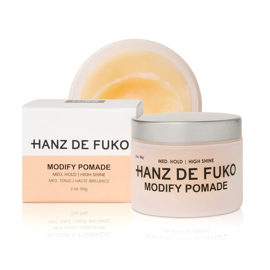 Hanz de Fuko Modify Premium Men's Hair Styling Pomade for a Medium Hold, High Shine Ideal Texture Product for All Hair Types, Includes Premium Ingredients Such as Shea Butter 2 oz, Travel Size