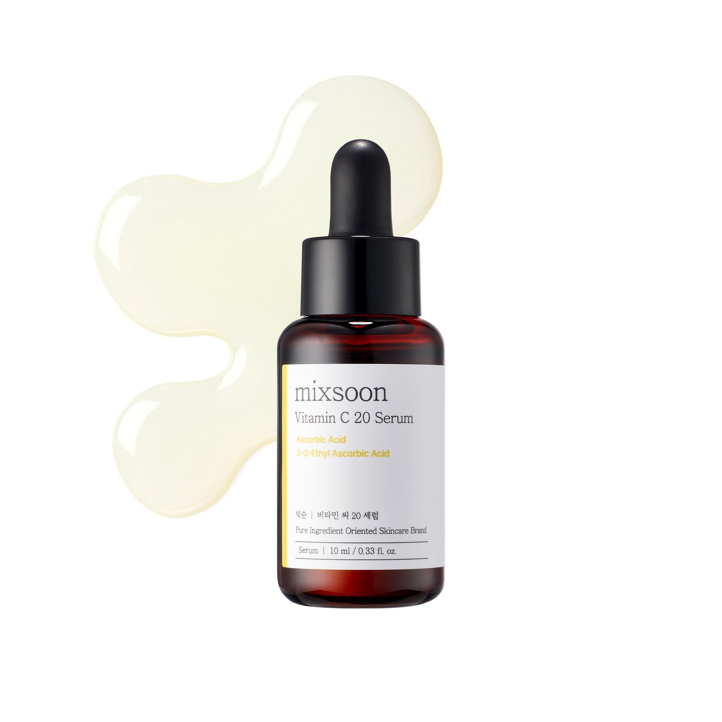 MIXSOON Vitamin C 20 Serum 0.34 Fl. Oz. / 10ml Skin Radiance 20 Pure Vitamin C, Lightweight Non-Sticky Face Serum for Sensitive Skin iKorean Glass Skin Care