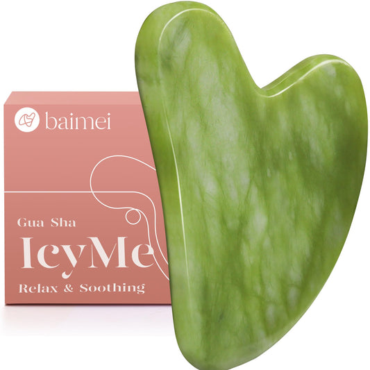 BAIMEI Gua Sha Facial Tools Face Massager for Skin Care, Relaxation and Reduce Wrinkles Puffiness Skin Care Tools, Self Care Gift for Men Women - Xiuyan Jade