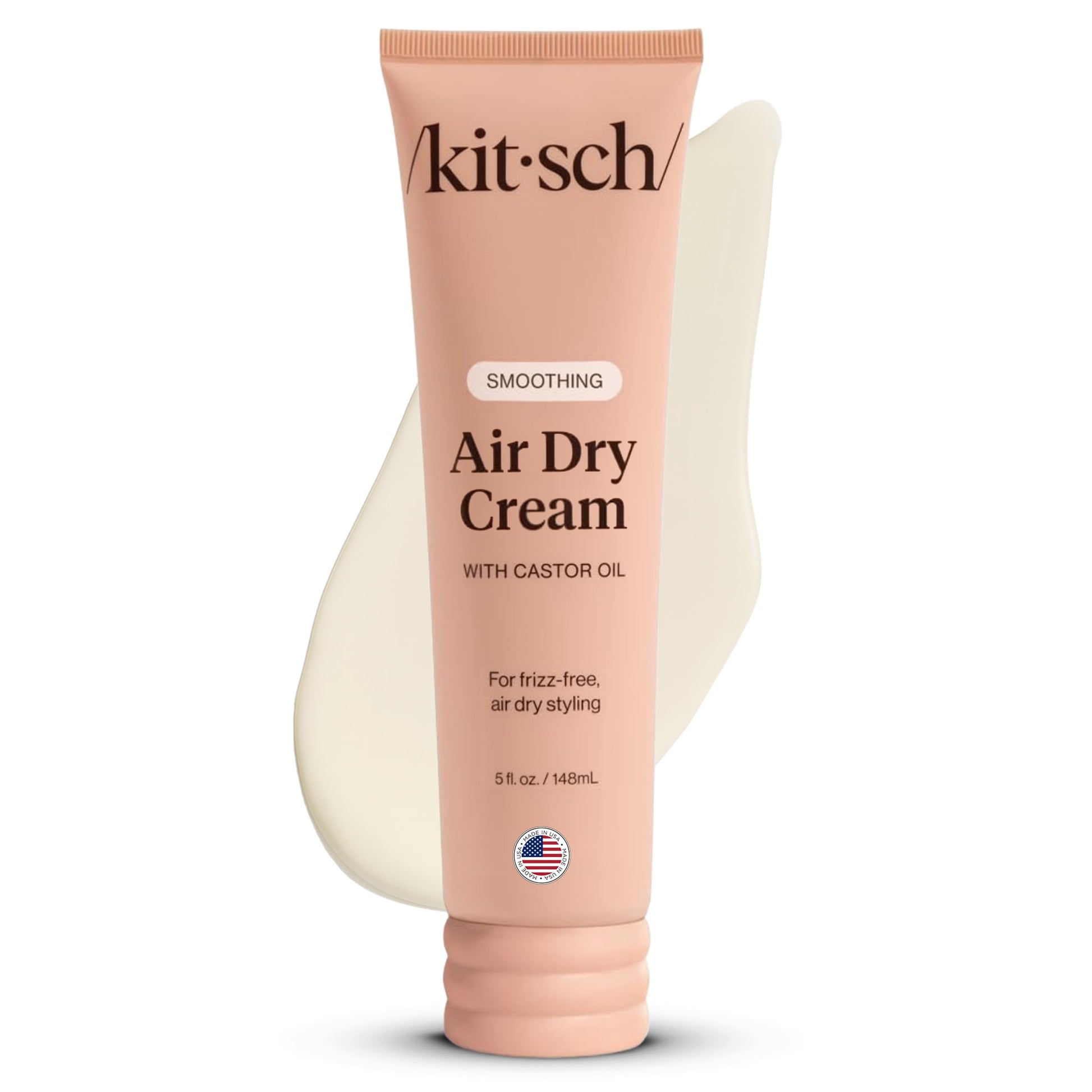 Kitsch Smoothing Air Dry Cream for Hair Frizz Control Hair Care Product with Castor Oil & Coconut Oil Weightless Styling Cream - Enhances Natural Texture Appearance, 24-Hour Smooth Finish 5 oz