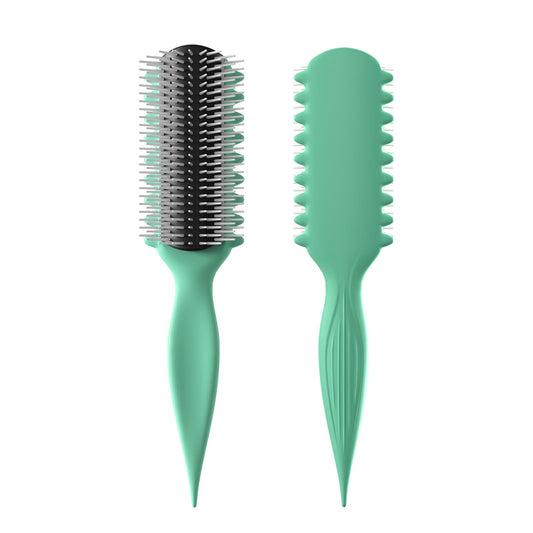 AM8:00 Curl Defining Brush,9Rows Premium Styling Hairbrush for Curly Hair, Enhances Curls Definition & Separation, (Green)