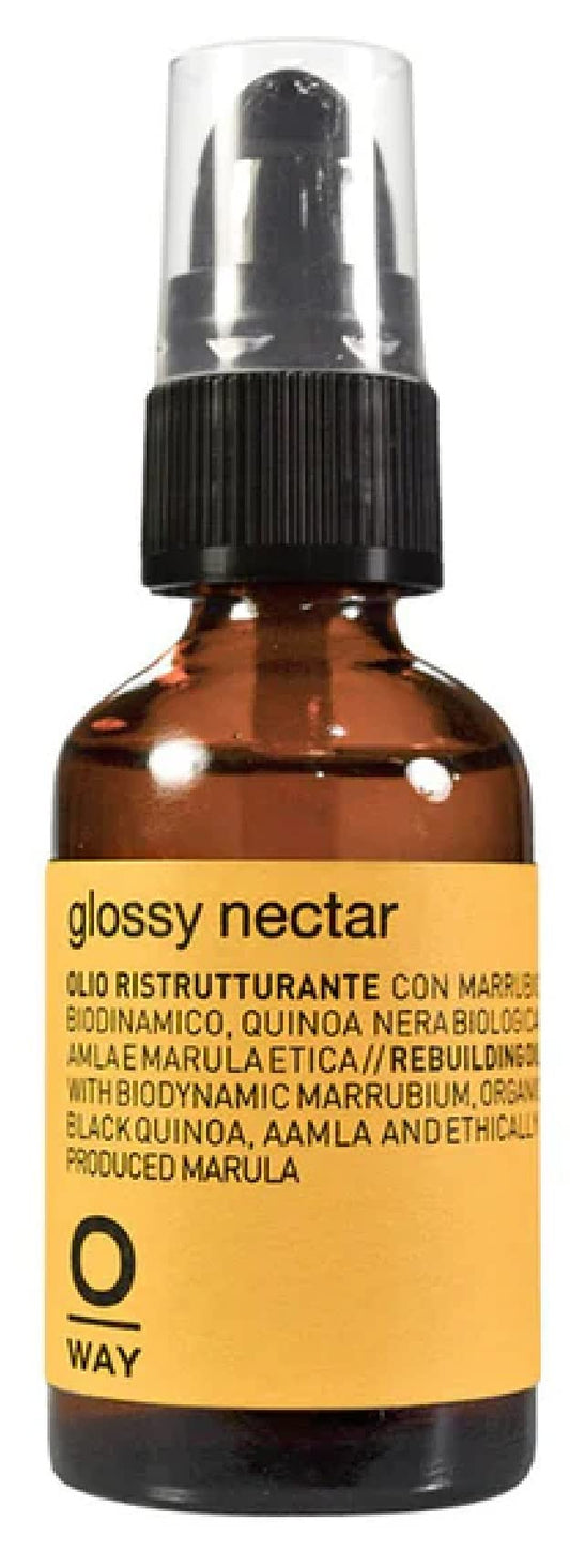 0way Glossy Nectar, Made in Italy, Biodynamic Ingredients - Organic Black Quinoa and Ethical Marula Oil for Hair & Shine (1.7 oz)