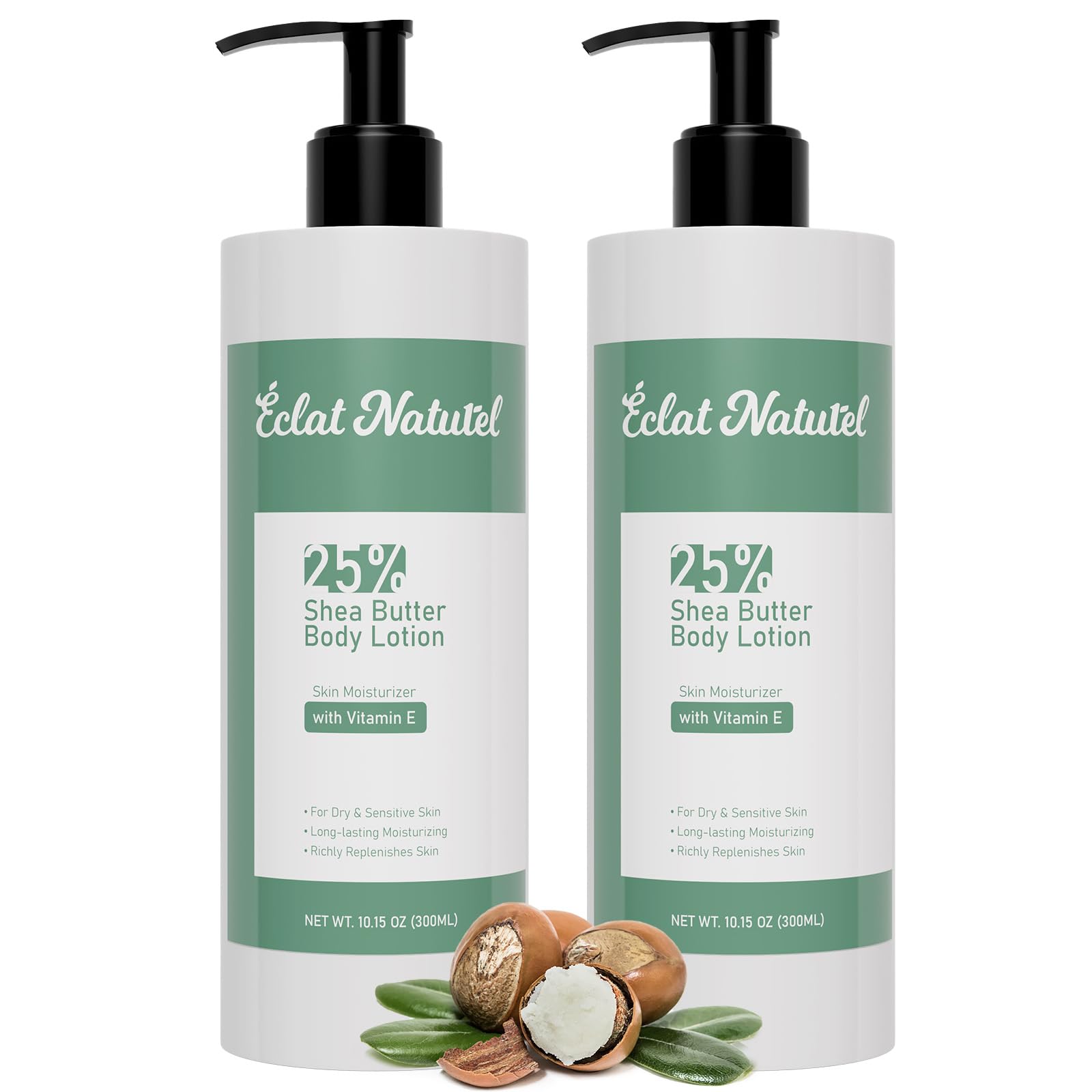 Shea Butter Lotion, 25% Shea Butter Body Lotion Set with Vitamin E, Nourishing Moisturizing Lotion for Dry Skin, 10.15 Fl Oz (Packge of 2)
