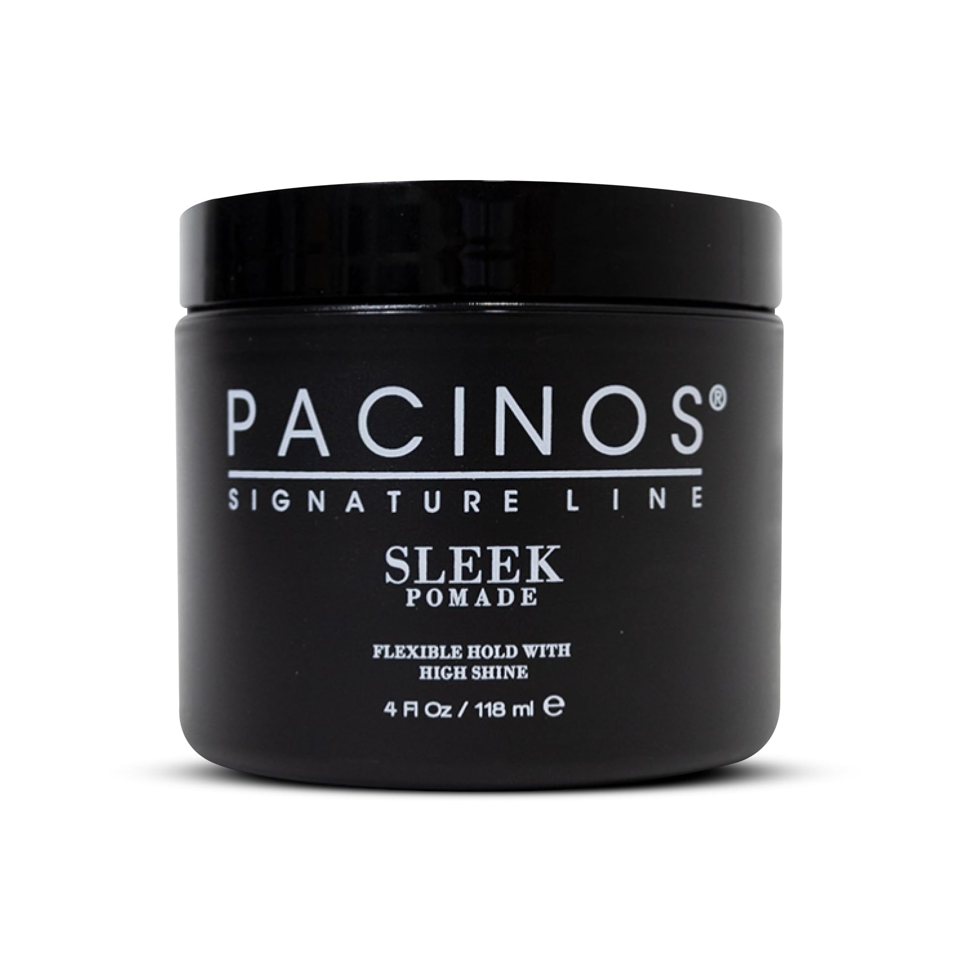 Pacinos SLEEK High Shine Flexible Pomade for Men - Long-Lasting Styling for Medium to Longer Hair - Wet Look with All-Day Hold - 4 oz