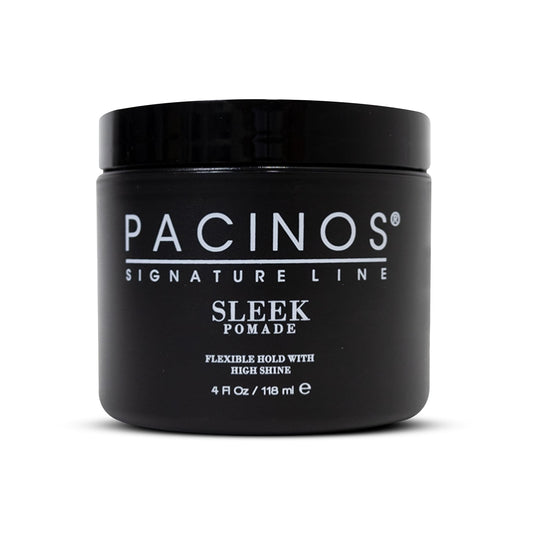 Pacinos SLEEK High Shine Flexible Pomade for Men - Long-Lasting Styling for Medium to Longer Hair - Wet Look with All-Day Hold - 4 oz